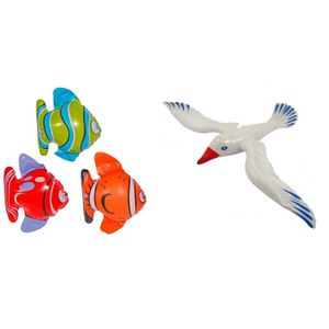 Set van 2 opblaasbare maritiem decoratie zeedieren type 1