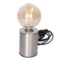 Tafellamp Zilver - metaal- IP20 schakelaar - 7.5 x 7.5 x 10 cm - inclusief LED Retro lamp