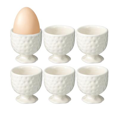 Eierdopjes Dots - set van 6x - wit - keramiek - 5 x 5 cm