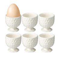 Eierdopjes Dots - set van 6x - wit - keramiek - 5 x 5 cm