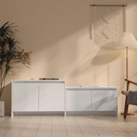 Tv-meubel 146,5x35x50 cm spaanplaat hoogglans wit