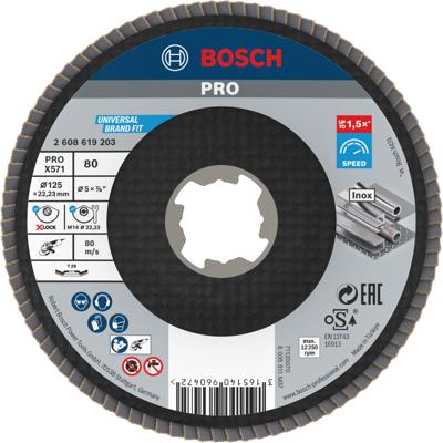 Bosch Accessoires X-LOCK Lamellenschijf Best for Metal schuin, glasvezel, Ø125mm, G 80, X571 - 1 stuk(s) - 2608619203