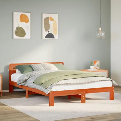 Bedframe zonder matras massief grenenhout wasbruin 120x200 cm