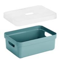 Sunware Opbergbox met transparante deksel - 1x stuks - blauw/groen - 9 liter - kunststof - 35x25x12