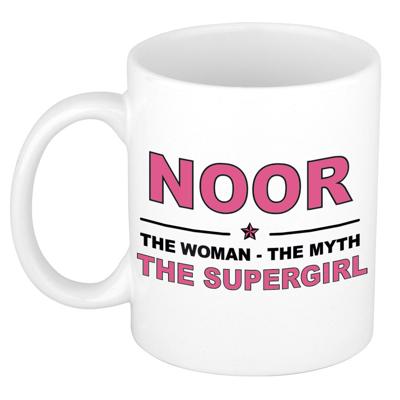 Noor cadeau mok - Woman Myth Supergirl - naam koffiemok - 300 ml - collega - moederdag