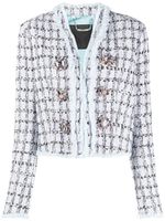 Philipp Plein blazer en tweed à simple boutonnage - Bleu