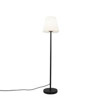 QAZQA Buiten vloerlamp zwart met witte kap 35 cm IP65 - Virginia