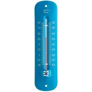 Metalen thermometer 19 cm blauw voor gebruik binnen en buiten