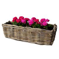 Balkonmand - rotan gevlochten -60 x 20 x 16 cm - bloemen/planten - schuttingmand -hangmand Balkonmand - rotan gevlochten -60 x 20 x 16 cm - bloemen/planten - schuttingmand -hangmand