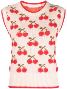 La DoubleJ gilet Cherry à motif intarsia - Blanc