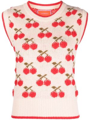 La DoubleJ gilet Cherry à motif intarsia - Blanc