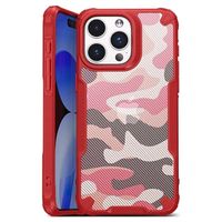 iPhone 15 Pro Anti-Shock Hybride Hoesje - Camouflage - Rood