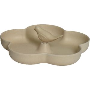 Vogelbad/voederschaal bamboe hout - beige - 23 x 23 cm