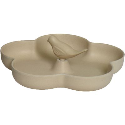 Vogelbad/voederschaal bamboe hout - beige - 23 x 23 cm