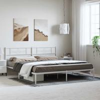 Bedframe met hoofdbord metaal wit 193x203 cm