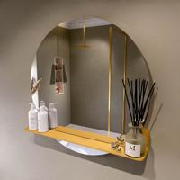 MONDIAZ SPOT spiegel rond 80cm met Spiegelplanchet kleur Ocher.