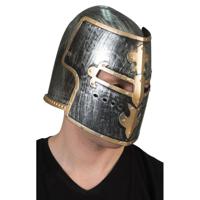 Carnaval verkleed Ridder helm - volwassenen - grijs met goud - kunststof - thumbnail