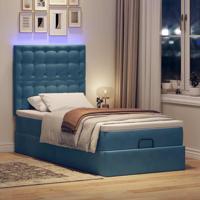 Ottoman bed met matrassen en LED's 80x200cm fluweel donkerblauw