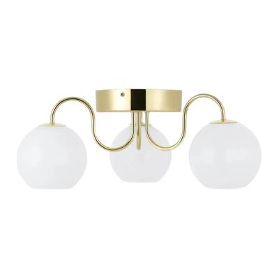 Plafondlamp messing & opaalglazen kappen E14 fitting &apos;Nordlux Franca&apos;