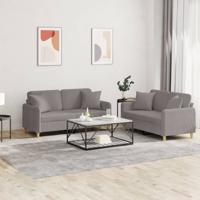 2-delige Loungeset met kussens stof taupe