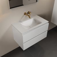 MONDIAZ AIVY 80cm badmeubel Talc, wastafel Talc solid surface midden zonder kraangat met spiegel (AI-351171TALC-NO - AI-M80TAMI - AI-S80X70) - thumbnail