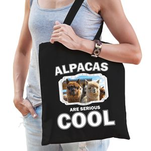 Dieren alpaca tasje zwart volwassenen en kinderen - alpacas are cool cadeau boodschappentasje