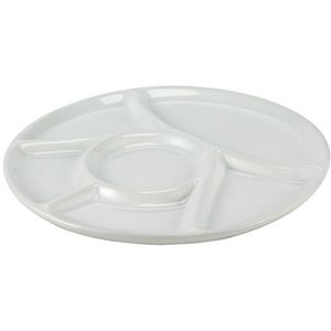 Wit fondue/gourmet/bbq bord 22,7 x 1,8 cm 6-vakken