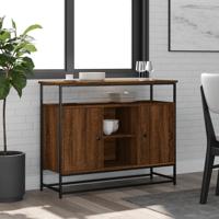 Dressoir 100x35x80 cm bewerkt hout bruin eikenkleur - thumbnail