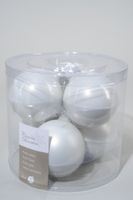 6 kerstballen winterwit emaille 80 mm - Ksd