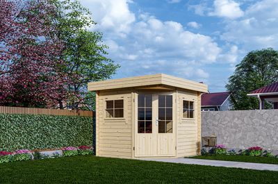 Interflex 2556 Blokhut 250x250 cm 28 mm vuren groen geïmpregneerd
