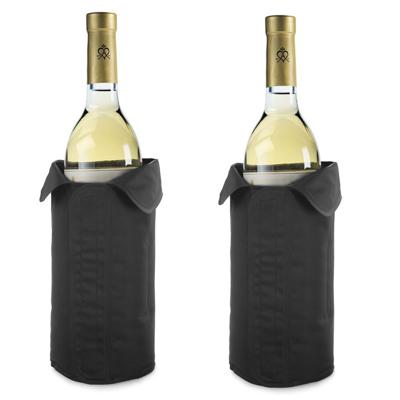 Flessenkoeler - 2x stuks - koelhoes - zwart - wijn en champagne - 32x23 cm - klittenbandsluiting - k