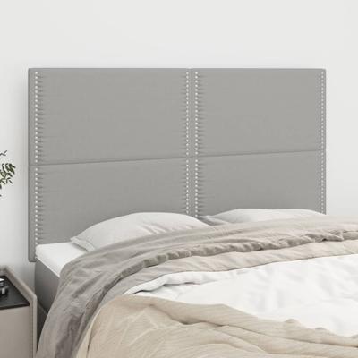 Hoofdborden 4 st 72x5x78/88 cm stof lichtgrijs