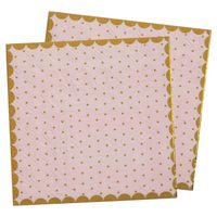 Santex feest servetten - stippen - 40x stuks - 25 x 25 cm - papier - roze/goud - Feestservetten - thumbnail