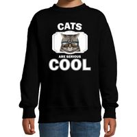 Sweater cats are serious cool zwart kinderen - katten/ coole poes trui 14-15 jaar (170/176)  -