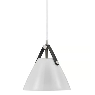 Hanglamp opaalglas & zwart of bruin leer G9 fitting &apos;Strap 16&apos;