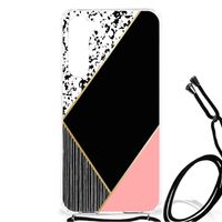 Samsung Galaxy S23 Plus Shockproof Case Zwart Roze Vormen