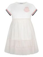 Moncler Enfant robe en coton à patch logo - Blanc