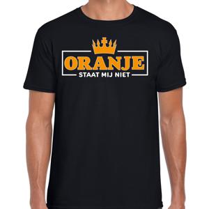 Koningsdag verkleed T-shirt voor heren - oranje staat mij niet - zwart - feestkleding