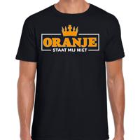 Koningsdag verkleed T-shirt voor heren - oranje staat mij niet - zwart - feestkleding - thumbnail