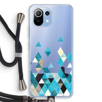 Gekleurde driehoekjes blauw: Xiaomi Mi 11 Lite Transparant Hoesje met koord