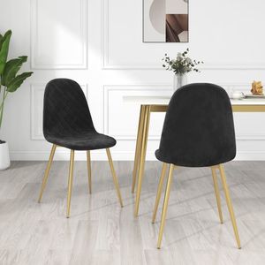 Eetkamerstoelen 2 st fluweel zwart