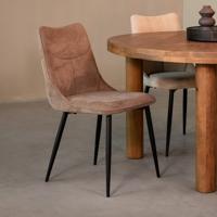 LABEL51 Eetkamerstoel Riv - Clay - Stof - Zwart Metalen Frame