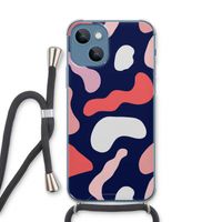 Memphis Shapes Pink: iPhone 13 Transparant Hoesje met koord