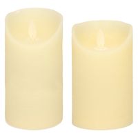 Set van 2x stuks Ivoor Witte Led kaarsen met bewegende vlam