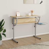 Tekentafel 110x53x(58-87) cm bewerkt hout en staal eiken/grijs