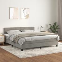Boxspring met matras fluweel lichtgrijs 180x200 cm
