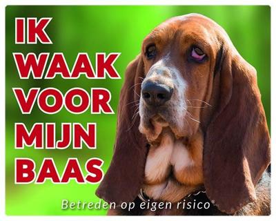 Basset Hound Waakbord - Ik waak voor mijn baas