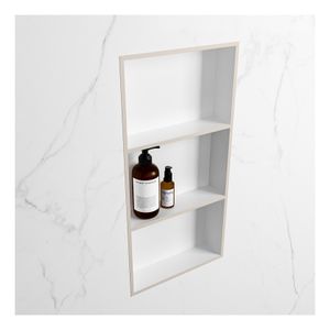 Wandnis Solid Surface Easy | In- en opbouw | 30x60x8 cm | 3 vakken | Linen/Talc