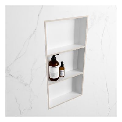 Wandnis Solid Surface Easy | In- en opbouw | 30x60x8 cm | 3 vakken | Linen/Talc