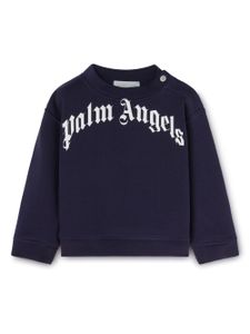 Palm Angels Kids pull en coton à logo imprimé - Bleu